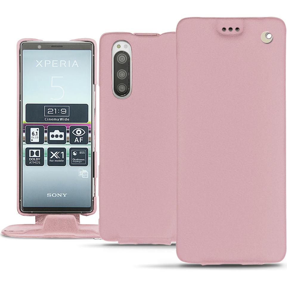 Noreve Lederschutzhülle vertikal (Sony Xperia 5), Smartphone Hülle, Rosa
