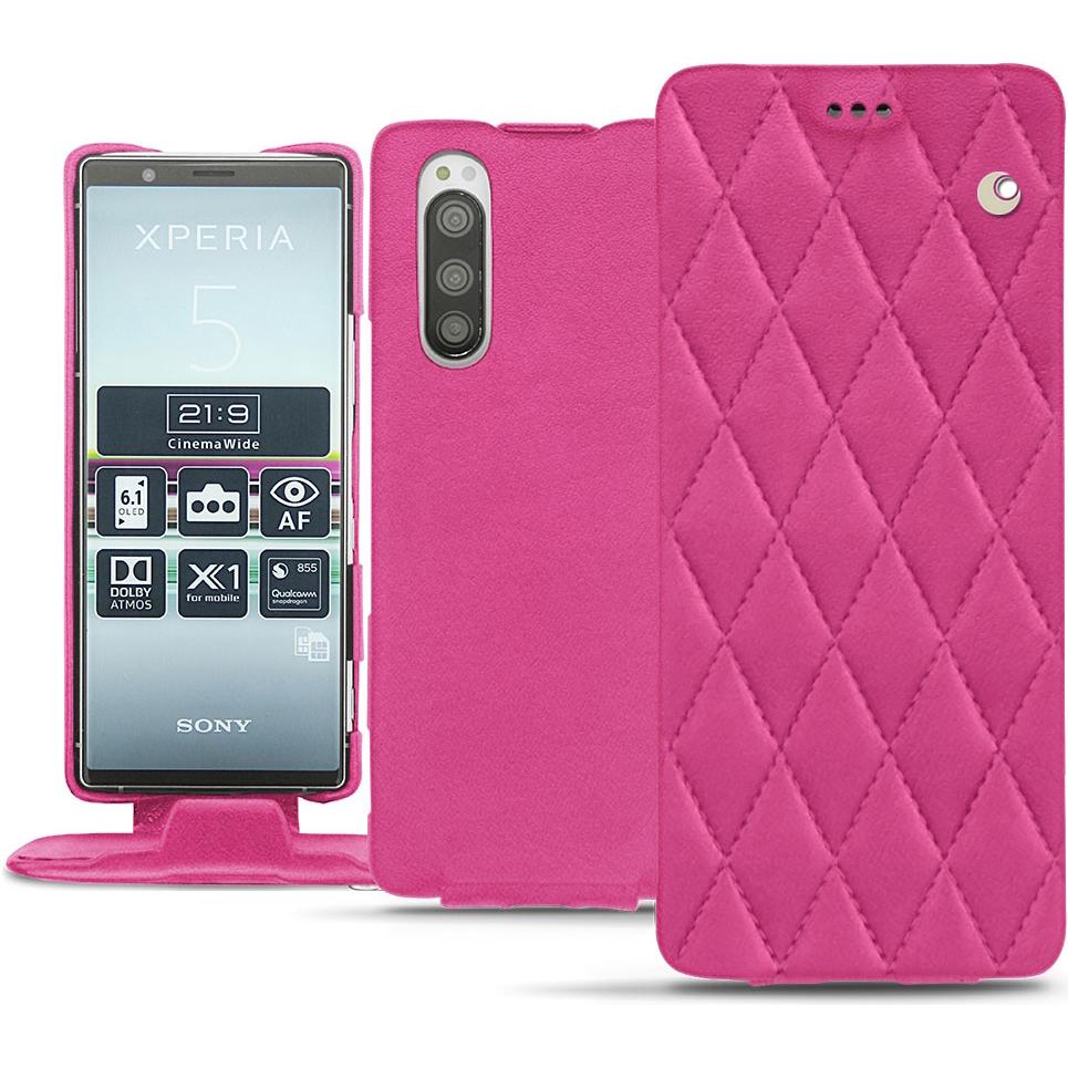 Noreve Lederschutzhülle vertikal (Sony Xperia 5), Smartphone Hülle, Rosa