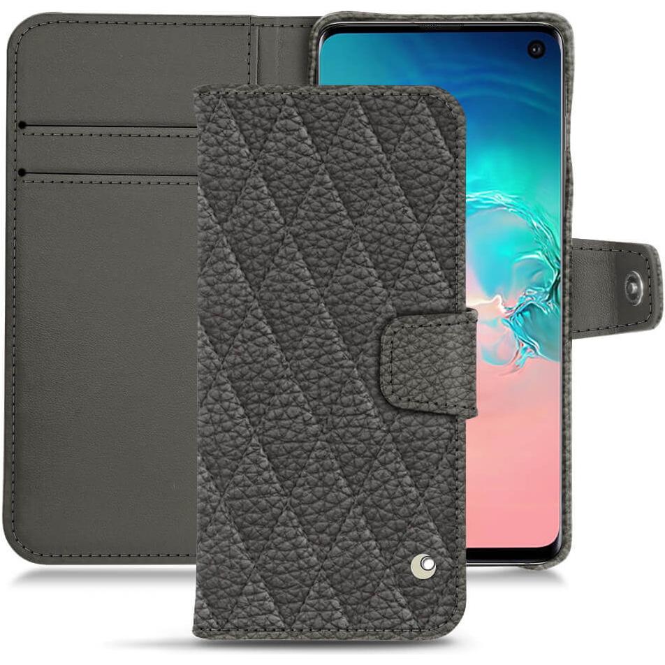 Noreve Lederschutzhülle Wallet (Samsung Galaxy S10e), Smartphone Hülle, Grau
