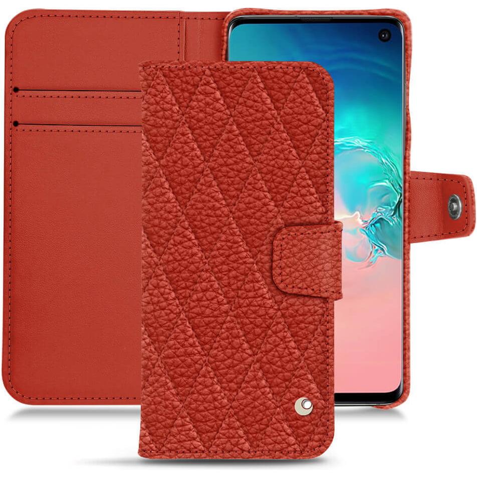 Noreve Lederschutzhülle Wallet (Samsung Galaxy S10e), Smartphone Hülle, Orange