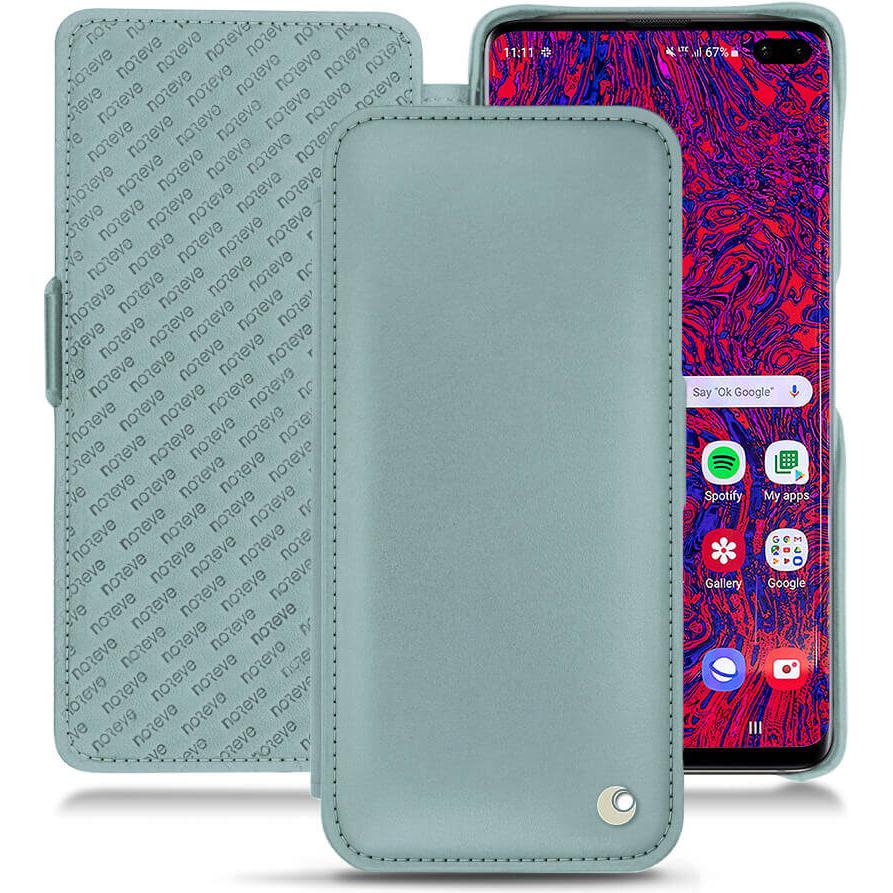 Noreve Lederschutzhülle horizontal (Samsung Galaxy S10+), Smartphone Hülle, Blau