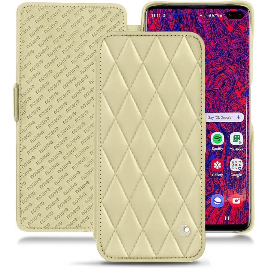 Thumbnail - Noreve Lederschutzhülle horizontal (Samsung Galaxy S10+), Smartphone Hülle, Beige
