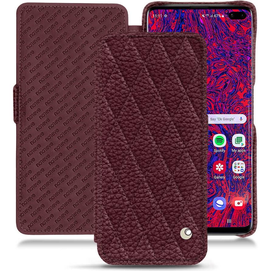 Noreve Lederschutzhülle horizontal (Samsung Galaxy S10+), Smartphone Hülle, Violett