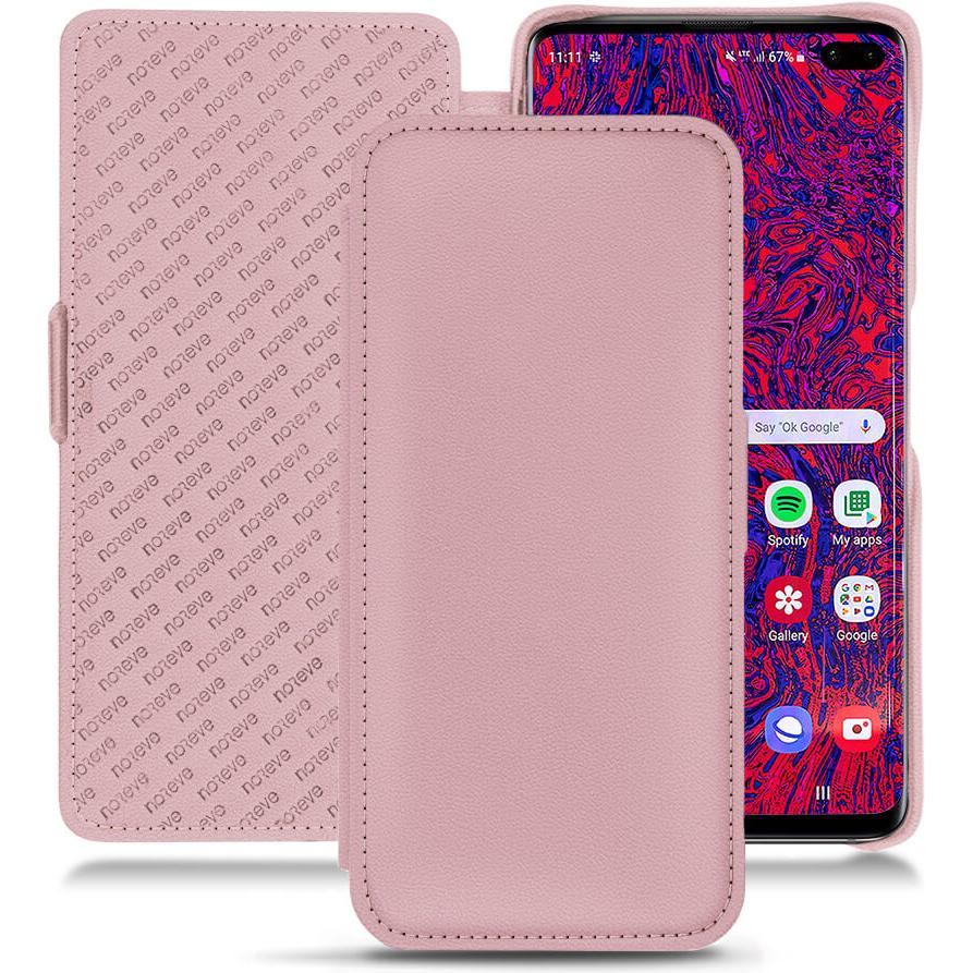 Noreve Lederschutzhülle horizontal (Samsung Galaxy S10+), Smartphone Hülle, Rosa