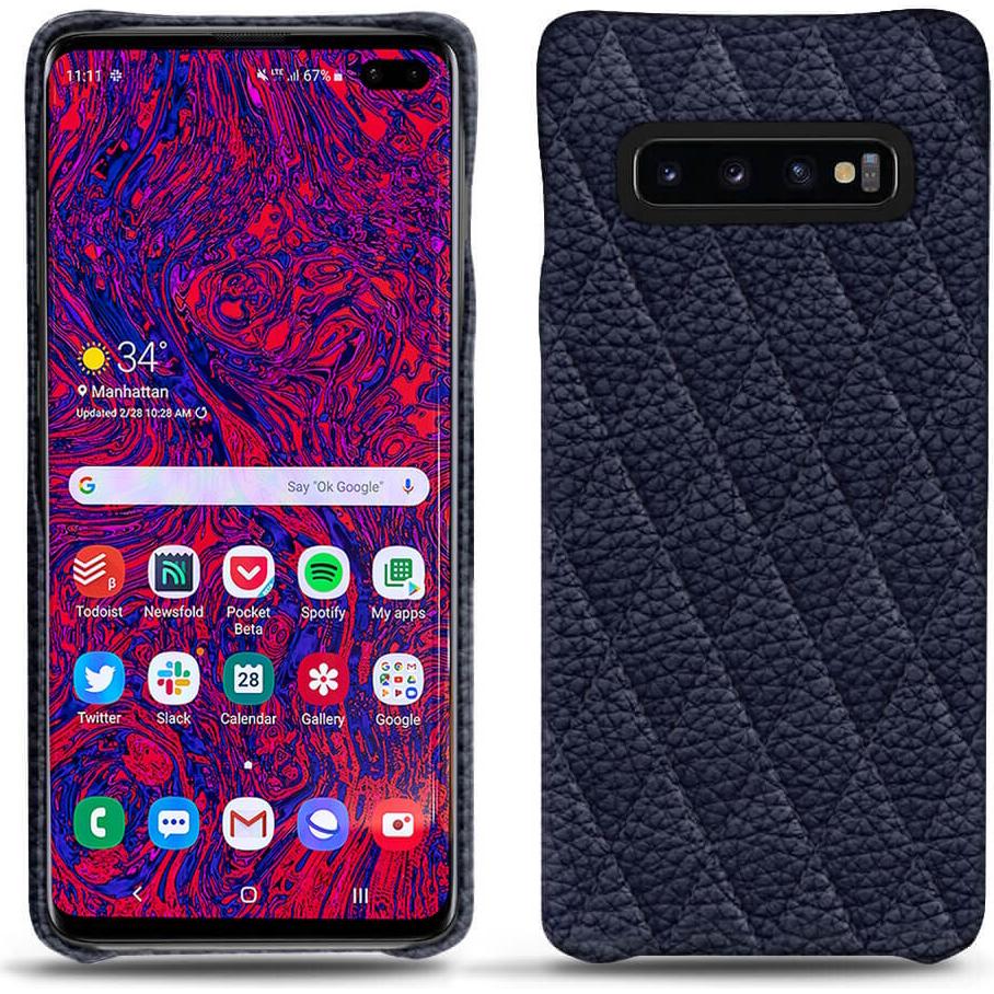 Noreve Lederschutzhülle (Samsung Galaxy S10+), Smartphone Hülle, Violett