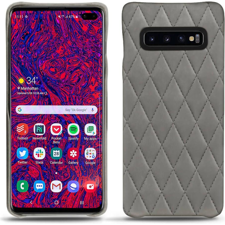 Noreve Lederschutzhülle (Samsung Galaxy S10+), Smartphone Hülle, Grau