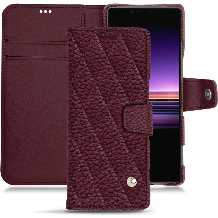 Noreve Lederschutzhülle Wallet (Sony Xperia 1), Smartphone Hülle, Violett