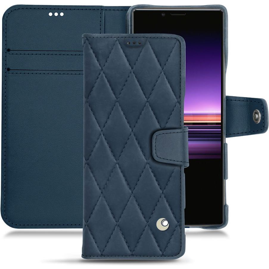 Noreve Lederschutzhülle Wallet (Sony Xperia 1), Smartphone Hülle, Blau