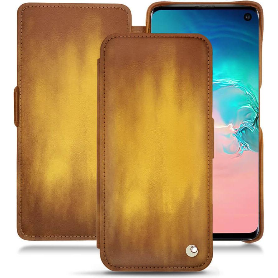 Noreve Lederschutzhülle horizontal (Samsung Galaxy S10e), Smartphone Hülle, Gold