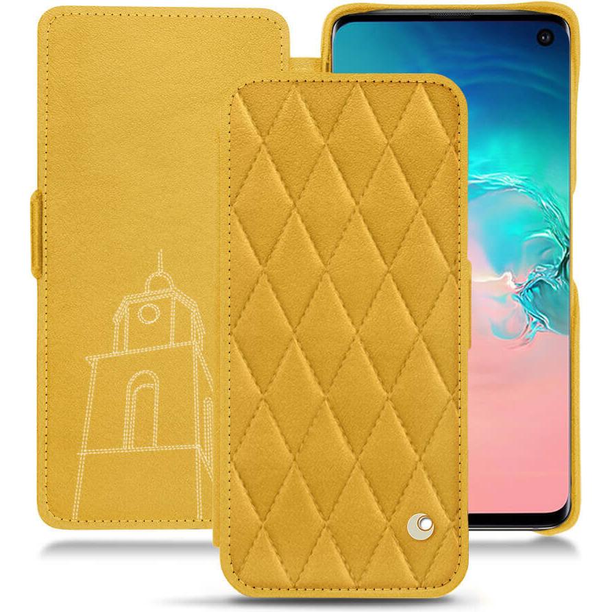 Noreve Lederschutzhülle horizontal (Samsung Galaxy S10e), Smartphone Hülle, Orange