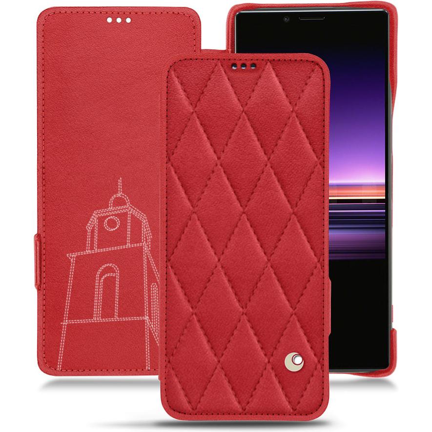 Noreve Lederschutzhülle horizontal (Sony Xperia 1), Smartphone Hülle, Rot