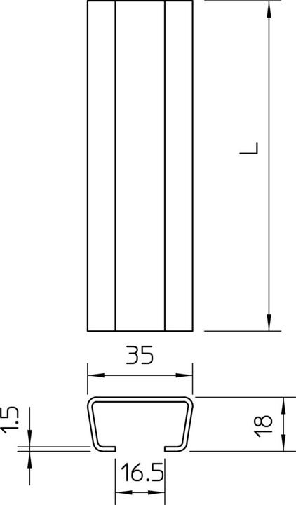 Image du produit OBO Bettermann Rail profilé non perforé, largeur de fente 1118129