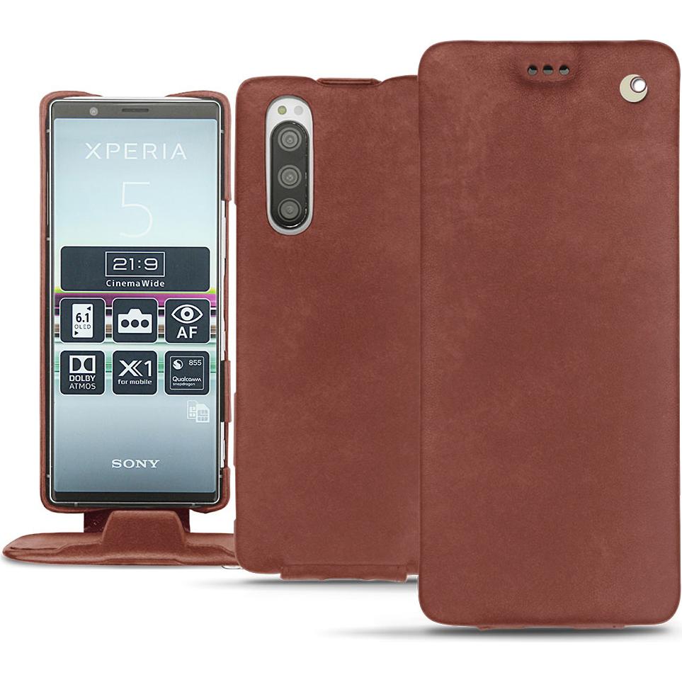 Noreve Lederschutzhülle vertikal (Sony Xperia 5), Smartphone Hülle, Rot