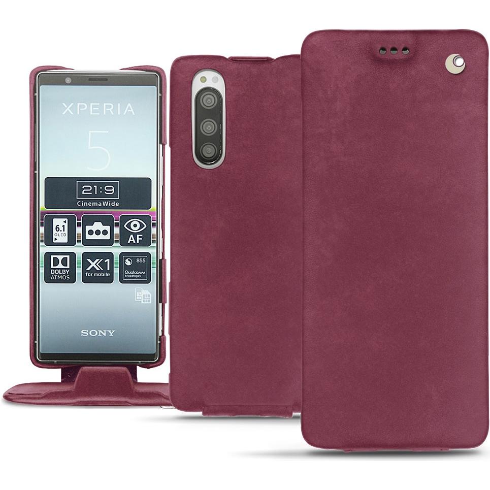 Noreve Lederschutzhülle vertikal (Sony Xperia 5), Smartphone Hülle, Violett