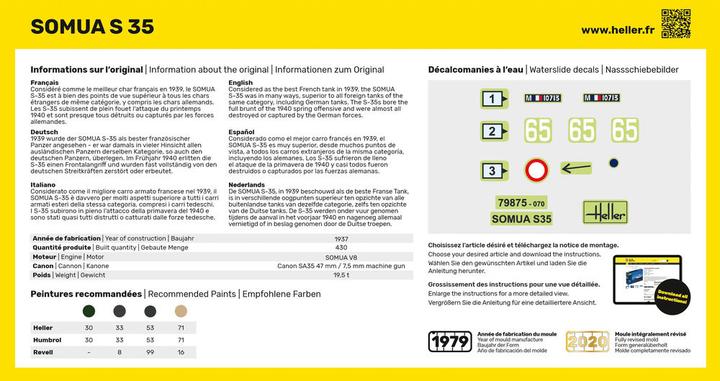 Valeurs nutritives et ingrédients Heller Somua S35