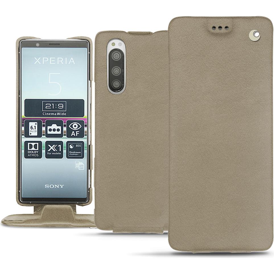 Noreve Lederschutzhülle vertikal (Sony Xperia 5), Smartphone Hülle, Beige