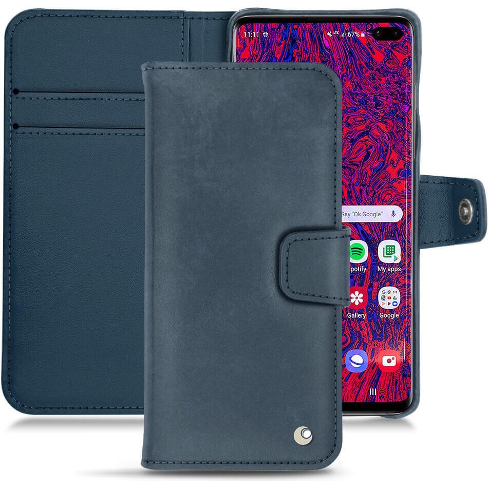 Noreve Lederschutzhülle Wallet (Samsung Galaxy S10 5G), Smartphone Hülle, Blau