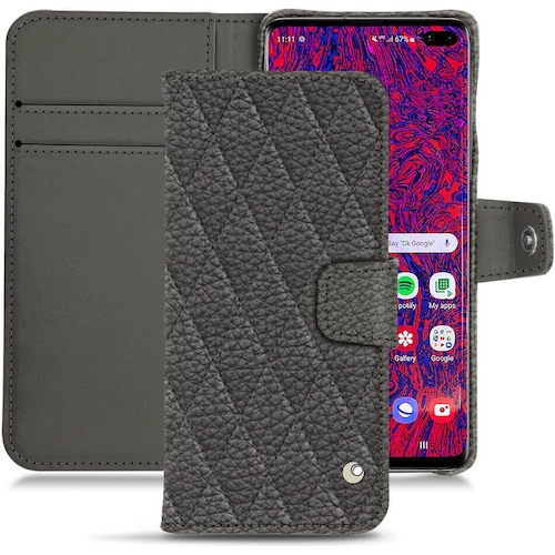 Noreve Lederschutzhülle Wallet (Samsung Galaxy S10 5G), Smartphone Hülle, Grau