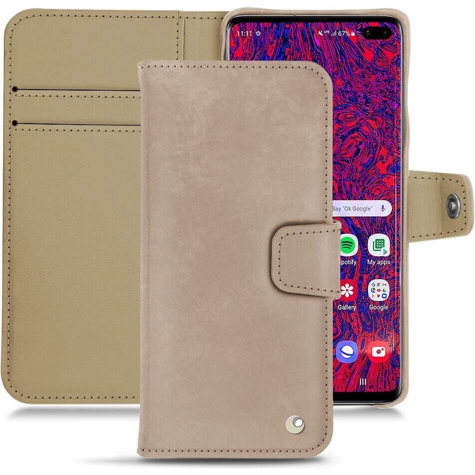 Noreve Lederschutzhülle Wallet (Samsung Galaxy S10 5G), Smartphone Hülle, Beige
