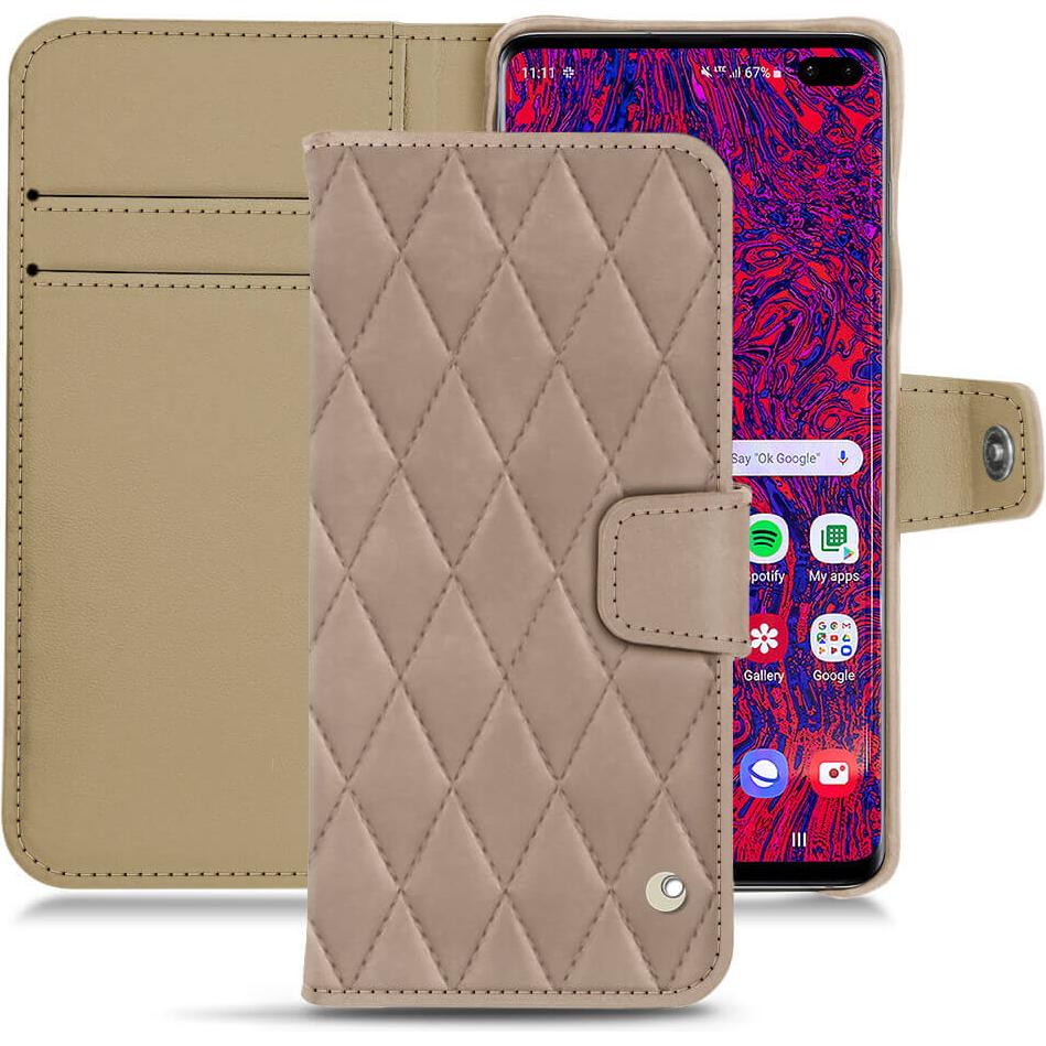 Noreve Lederschutzhülle Wallet (Samsung Galaxy S10 5G), Smartphone Hülle, Beige