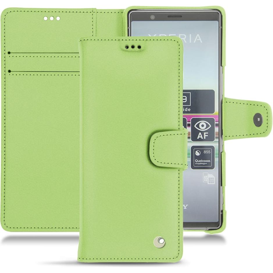 Noreve Lederschutzhülle Wallet (Sony Xperia 5), Smartphone Hülle, Grün
