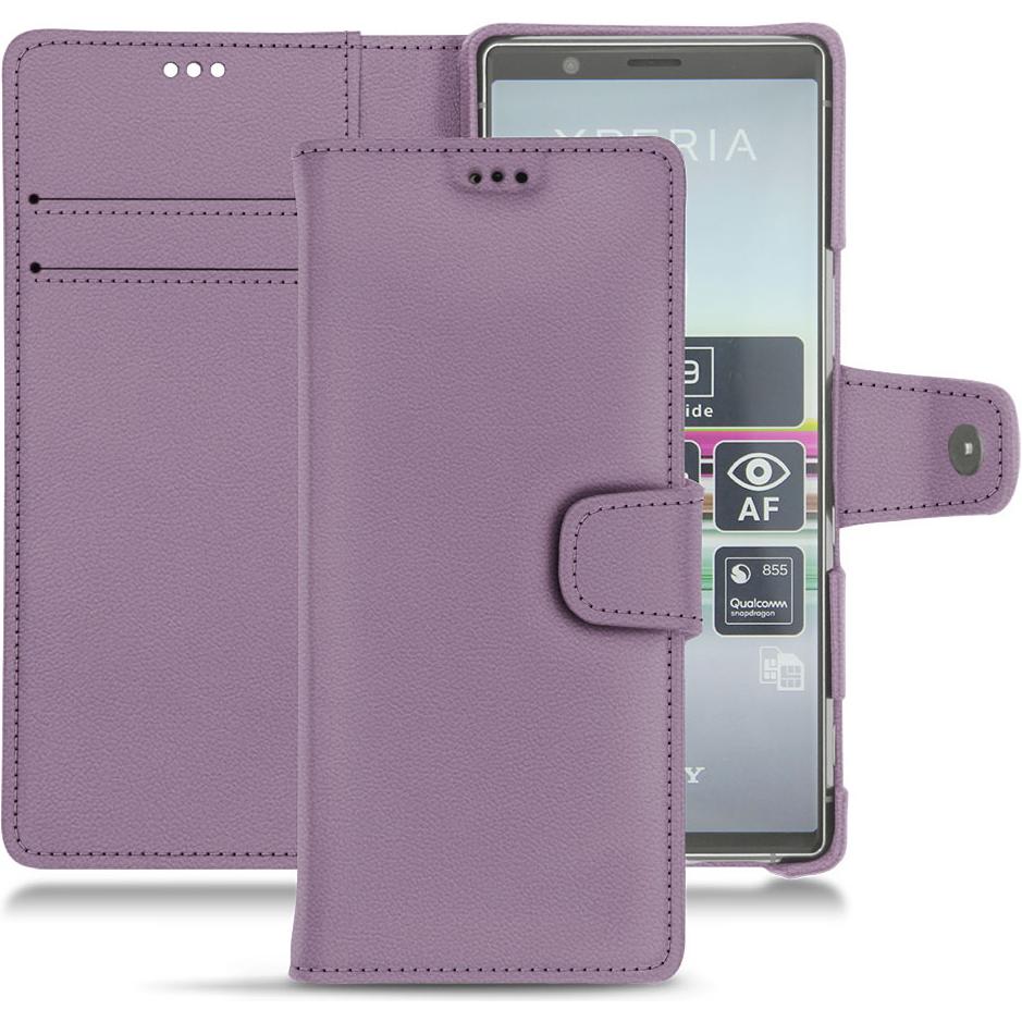 Noreve Lederschutzhülle Wallet (Sony Xperia 5), Smartphone Hülle, Violett