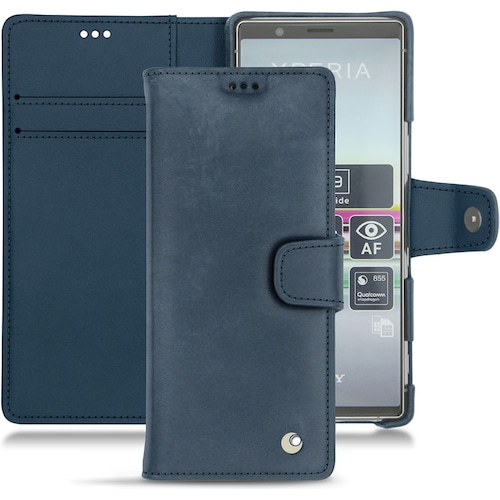 Noreve Lederschutzhülle Wallet (Sony Xperia 5), Smartphone Hülle, Blau