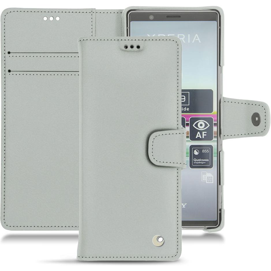 Noreve Lederschutzhülle Wallet (Sony Xperia 5), Smartphone Hülle, Grau