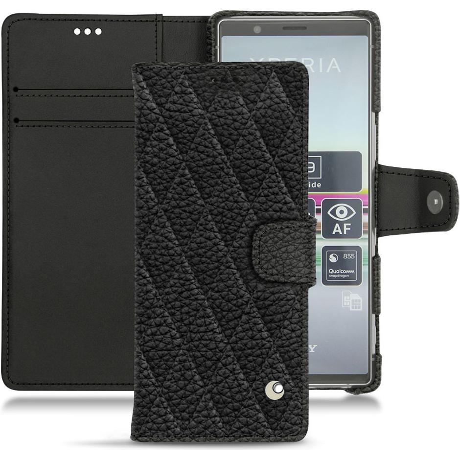 Noreve Lederschutzhülle Wallet (Sony Xperia 5), Smartphone Hülle, Schwarz
