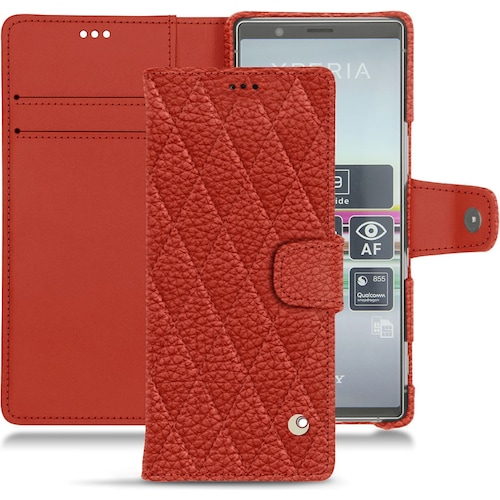 Noreve Lederschutzhülle Wallet (Sony Xperia 5), Smartphone Hülle, Orange