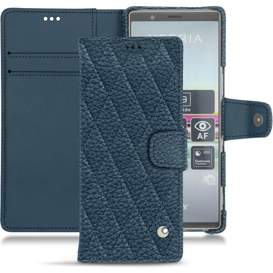 Noreve Lederschutzhülle Wallet (Sony Xperia 5), Smartphone Hülle, Blau
