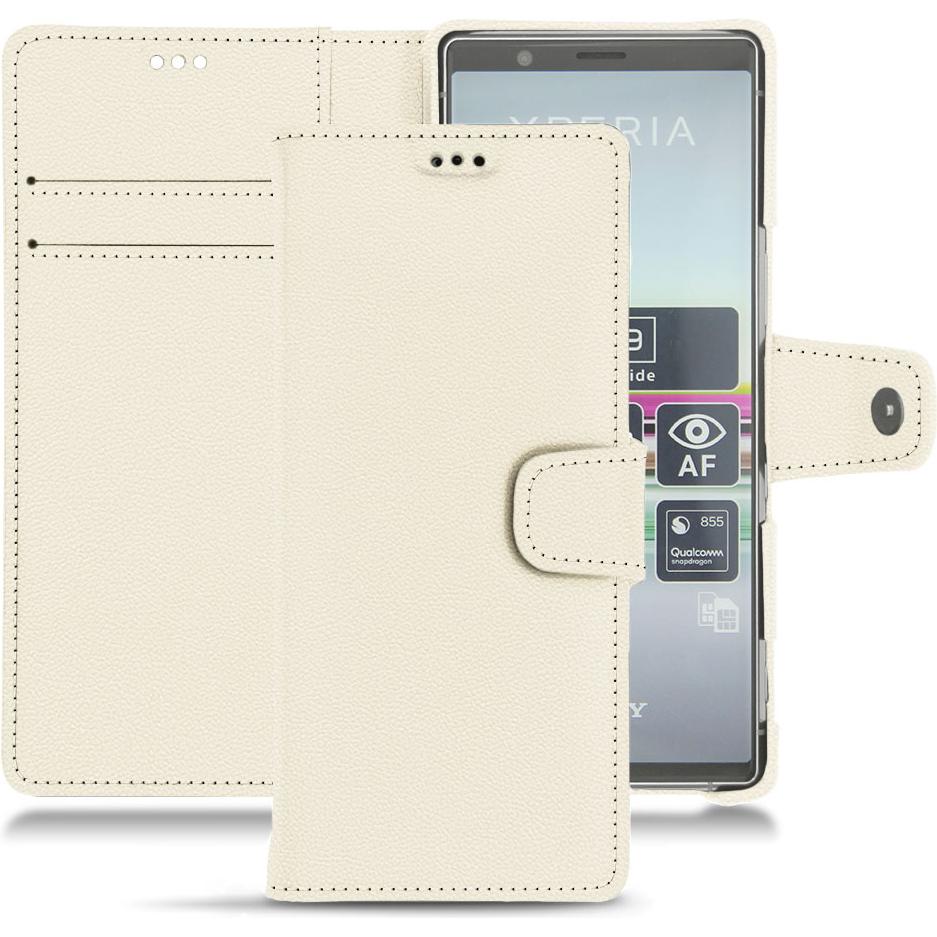 Noreve Lederschutzhülle Wallet (Sony Xperia 5), Smartphone Hülle, Weiss