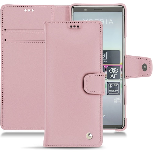 Noreve Lederschutzhülle Wallet (Sony Xperia 5), Smartphone Hülle, Rosa