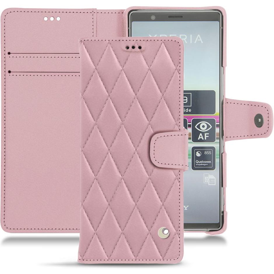 Noreve Lederschutzhülle Wallet (Sony Xperia 5), Smartphone Hülle, Rosa
