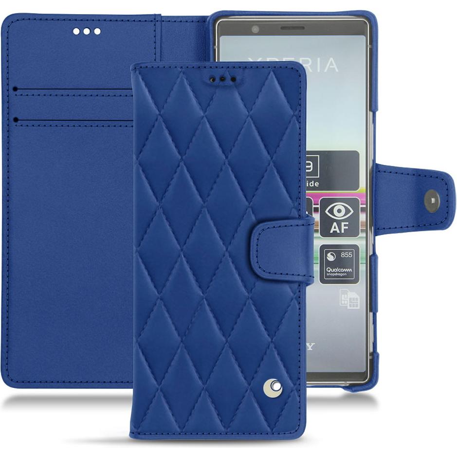 Noreve Lederschutzhülle Wallet (Sony Xperia 5), Smartphone Hülle, Blau
