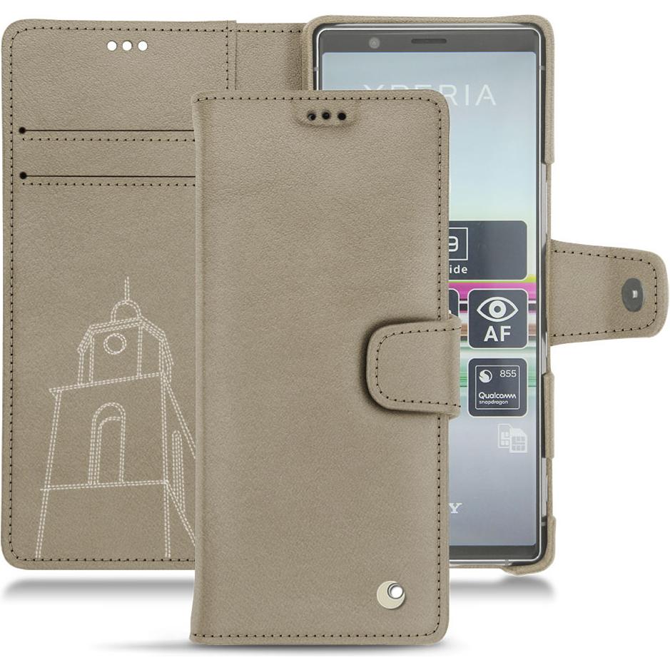 Thumbnail - Noreve Lederschutzhülle Wallet (Sony Xperia 5), Smartphone Hülle, Beige
