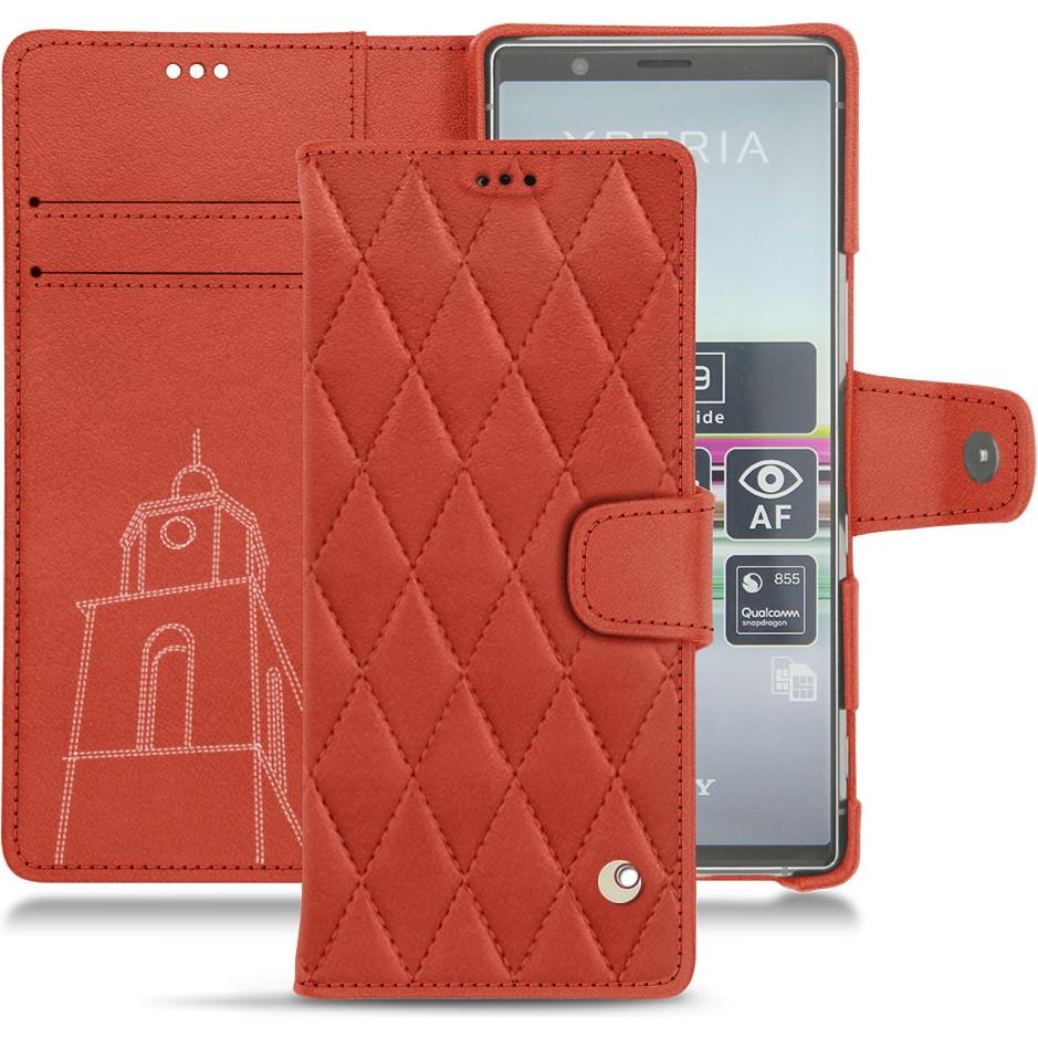 Noreve Lederschutzhülle Wallet (Sony Xperia 5), Smartphone Hülle, Orange