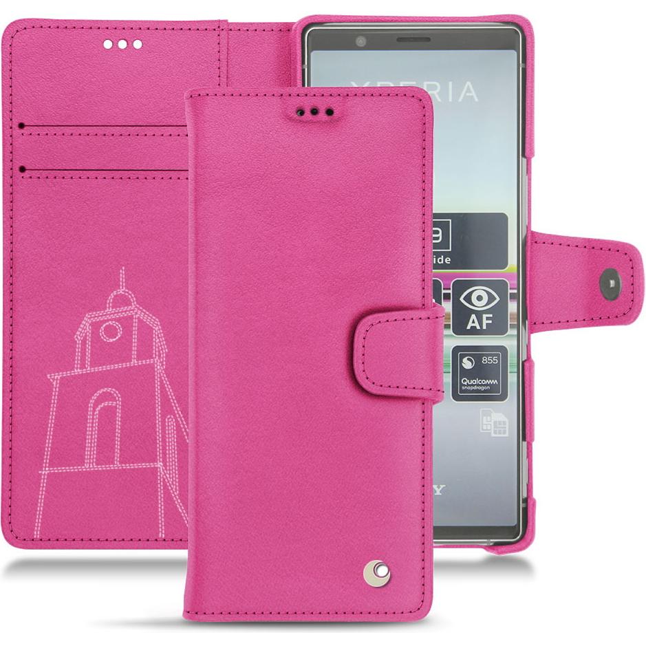 Noreve Lederschutzhülle Wallet (Sony Xperia 5), Smartphone Hülle, Rosa