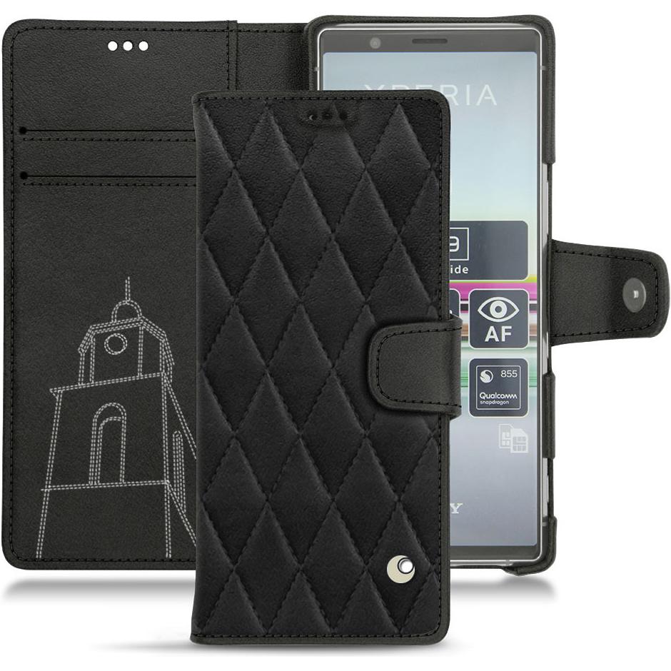 Noreve Lederschutzhülle Wallet (Sony Xperia 5), Smartphone Hülle, Schwarz
