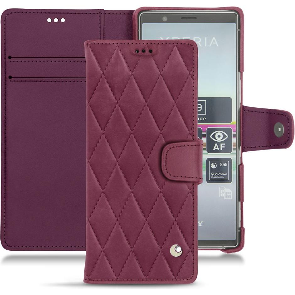 Noreve Lederschutzhülle Wallet (Sony Xperia 5), Smartphone Hülle, Violett