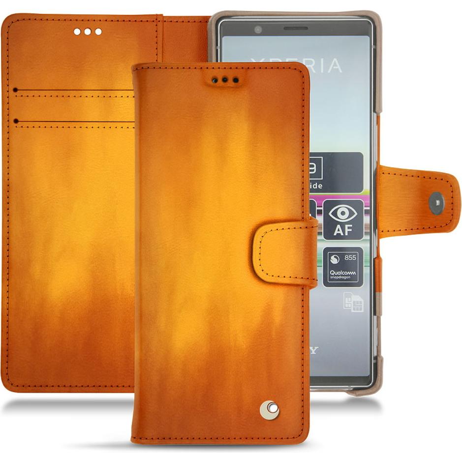 Noreve Lederschutzhülle Wallet (Sony Xperia 5), Smartphone Hülle, Orange