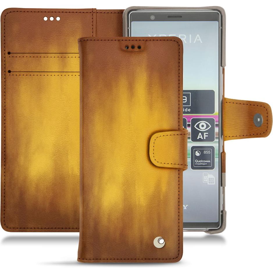 Noreve Lederschutzhülle Wallet (Sony Xperia 5), Smartphone Hülle, Gold