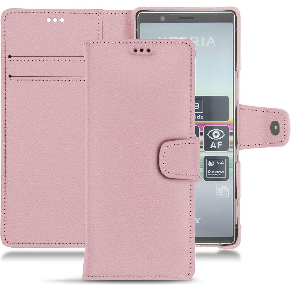 Noreve Lederschutzhülle Wallet (Sony Xperia 5), Smartphone Hülle, Rosa
