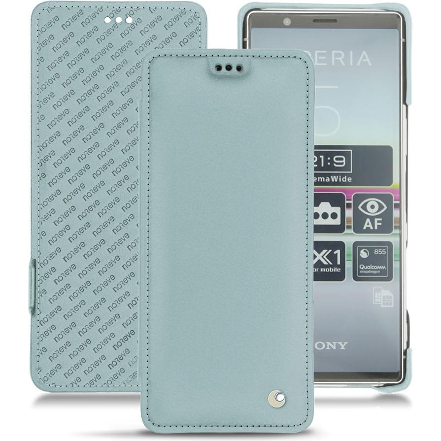 Noreve Lederschutzhülle horizontal (Sony Xperia 5), Smartphone Hülle, Blau