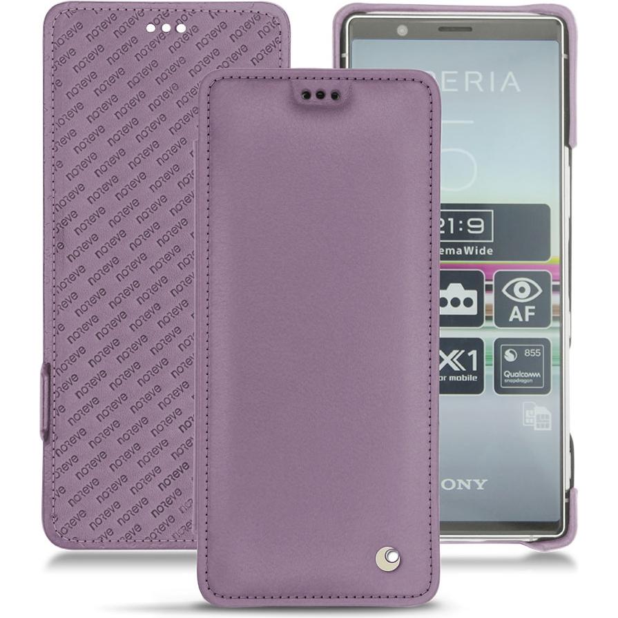 Noreve Lederschutzhülle horizontal (Sony Xperia 5), Smartphone Hülle, Violett