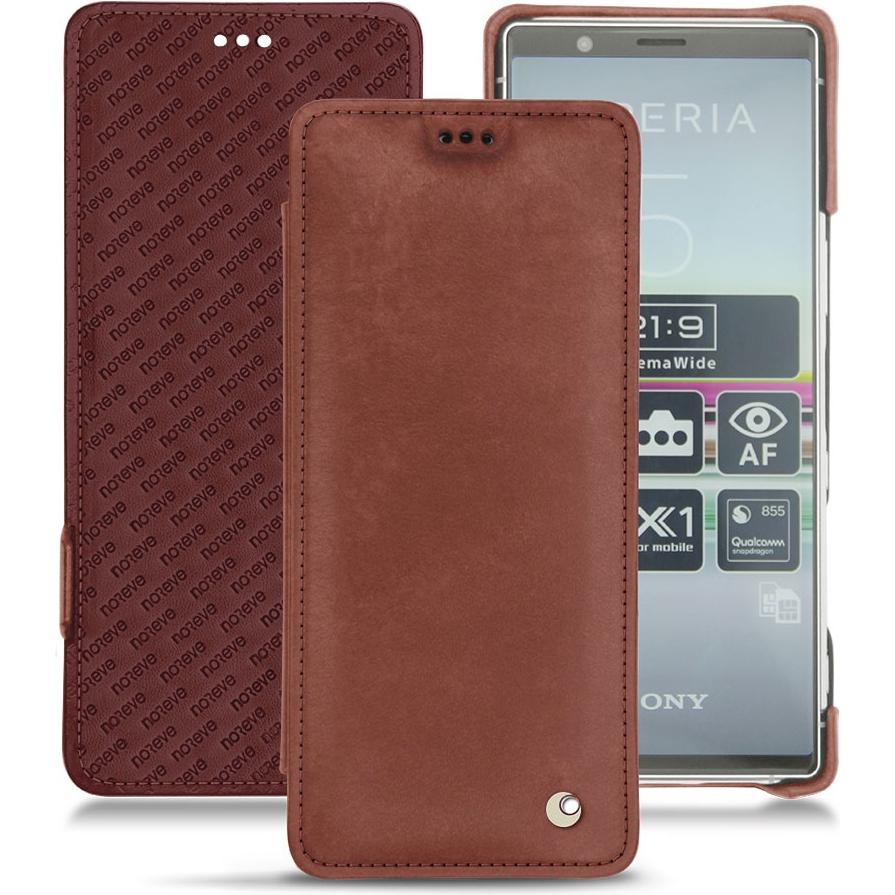Noreve Lederschutzhülle horizontal (Sony Xperia 5), Smartphone Hülle, Rot