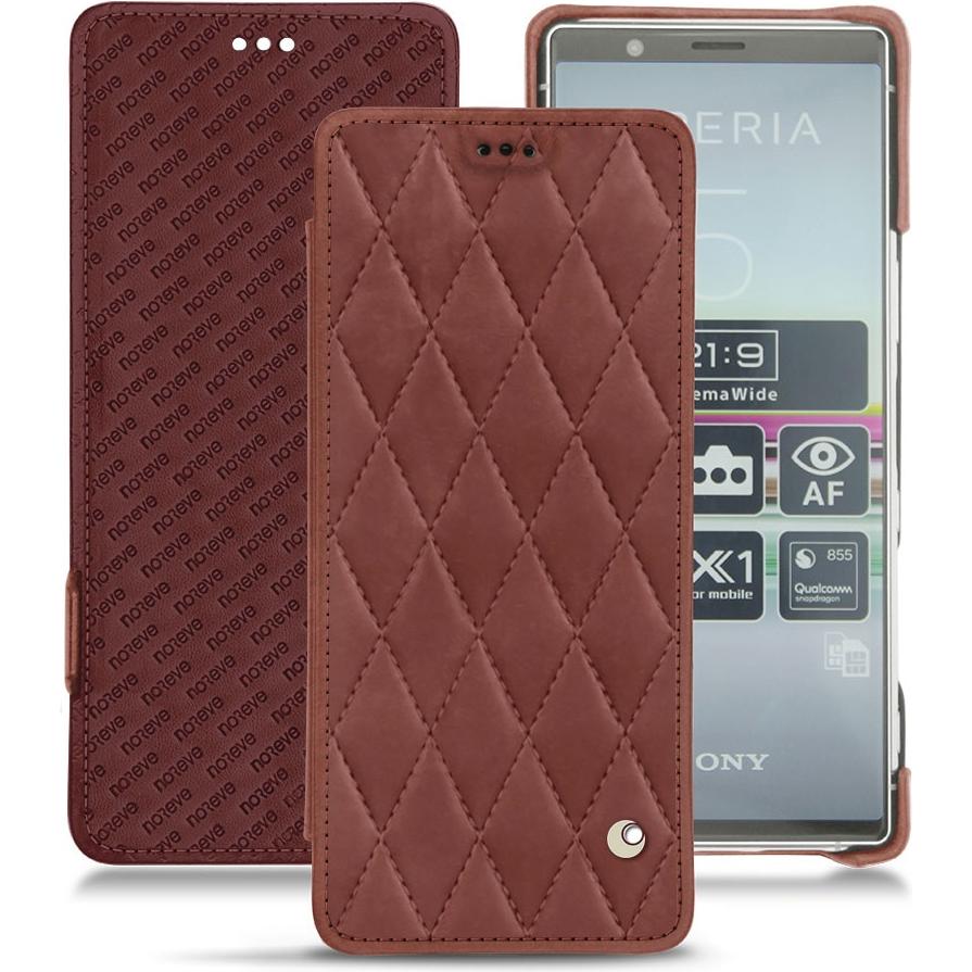 Noreve Lederschutzhülle horizontal (Sony Xperia 5), Smartphone Hülle, Rot