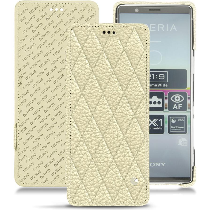 Thumbnail - Noreve Lederschutzhülle horizontal (Sony Xperia 5), Smartphone Hülle, Weiss
