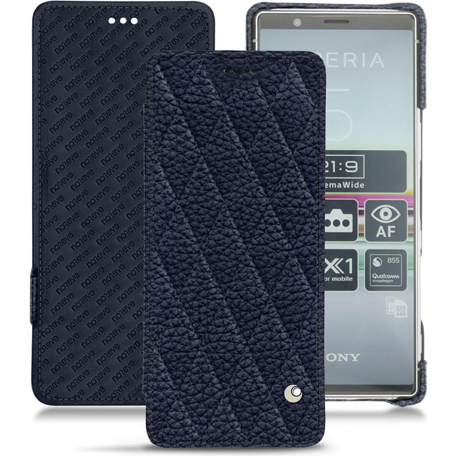 Noreve Lederschutzhülle horizontal (Sony Xperia 5), Smartphone Hülle, Violett