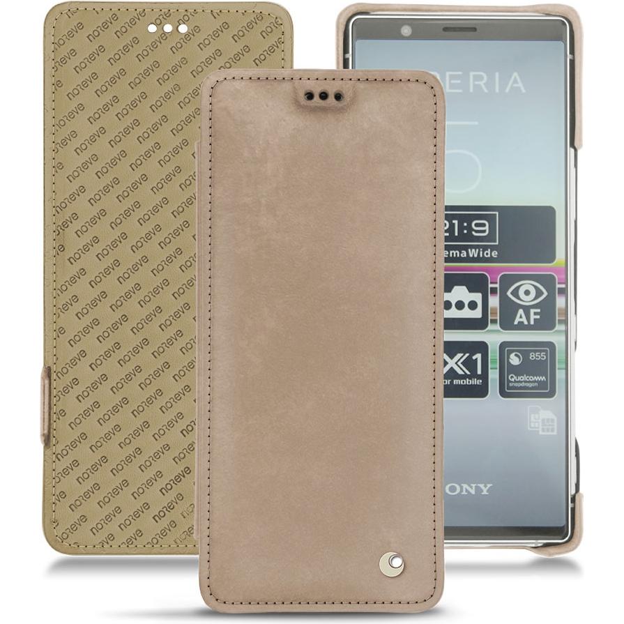 Thumbnail - Noreve Lederschutzhülle horizontal (Sony Xperia 5), Smartphone Hülle, Beige